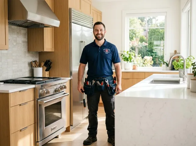 Appliance Repair Hero technician in a Avon, IN kitchen after an appliance repair
